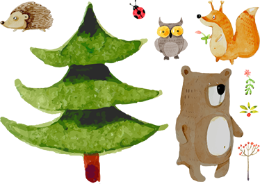 Kids vinyl rug featuring wild forest animals - TenStickers