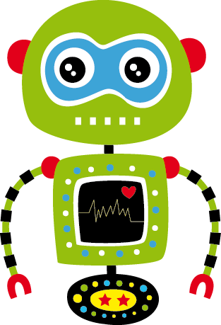Kids vinyl rug featuring a green robot design - TenStickers