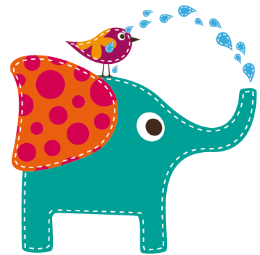 Kids vinyl rug elephant showering bird sticker - TenStickers