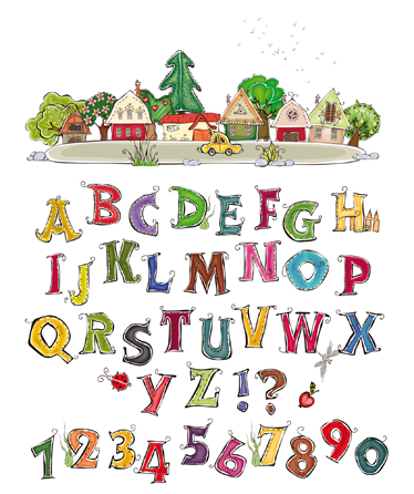 Kids vinyl rug with vibrant letters and numbers - TenStickers
