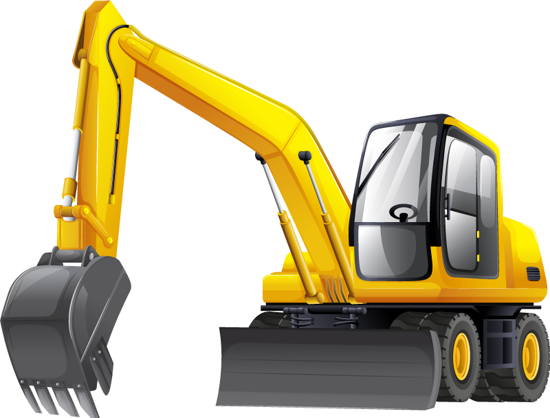 Kids vinyl rug excavator cartoon 3d yellow and black - TenStickers