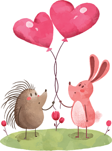 Kids vinyl rug hedgehog and rabbit design - TenStickers