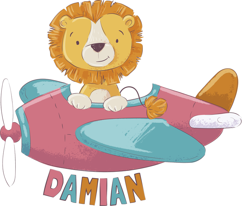 Kids vinyl rug with personalized lion design - TenStickers
