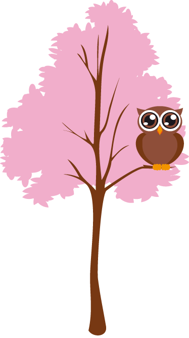 Kids vinyl rug featuring a pink tree with owl - TenStickers