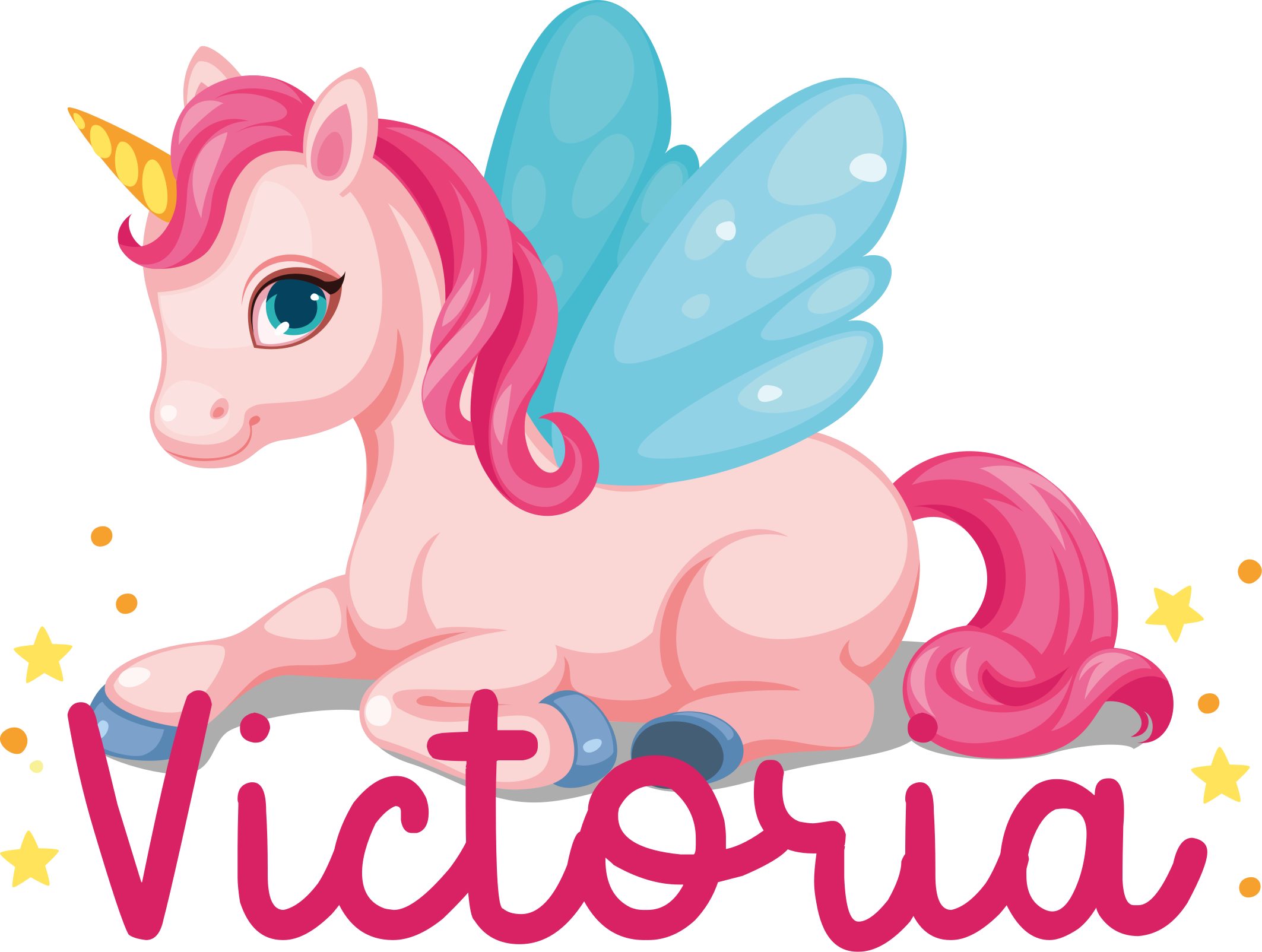 Kids vinyl rug funny pink happy unicorn - TenStickers