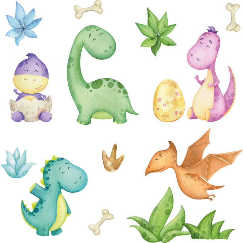 Bedroom vinyl rug with nordic dinosaur design - TenStickers