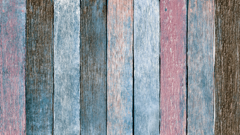 Bedroom vinyl rug with rustic colorful wood planks - TenStickers