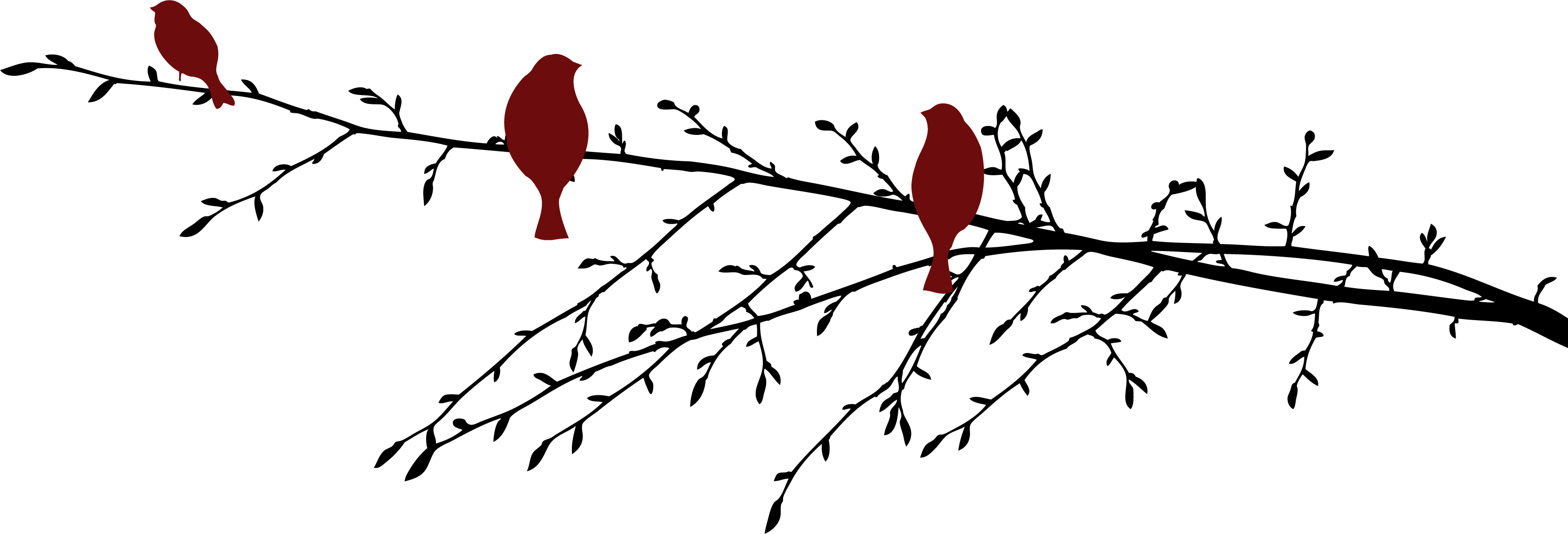 Bedroom vinyl rug with red birds on branch - TenStickers