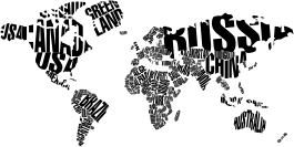 World map vinyl rug with country names - TenStickers
