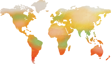 World map vinyl rug in warm color shades - TenStickers