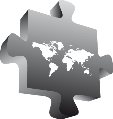 World map vinyl rug in black puzzle piece design - TenStickers