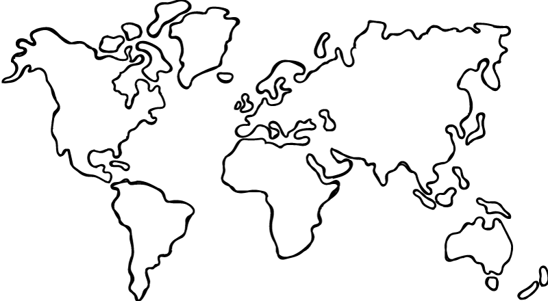 World map vinyl rug in a monochrome design - TenStickers