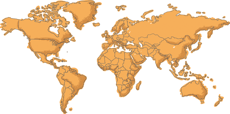 World map vinyl rug with simple political borders - TenStickers