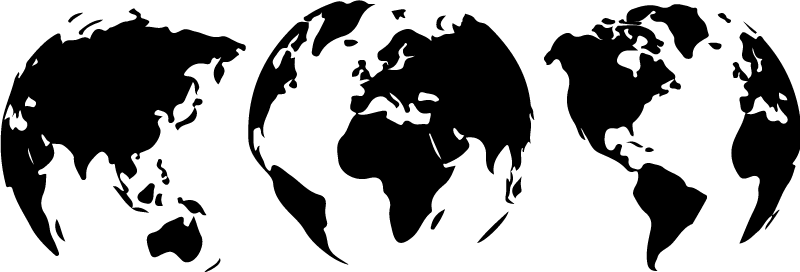 3 earth maps of each continent world map vinyl rug - TenStickers