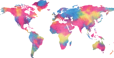 World map vinyl rug in tie dye pattern - TenStickers