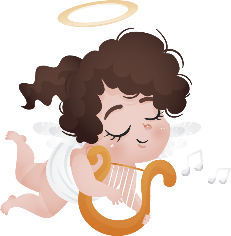 Kids vinyl rug playing the harp - TenStickers
