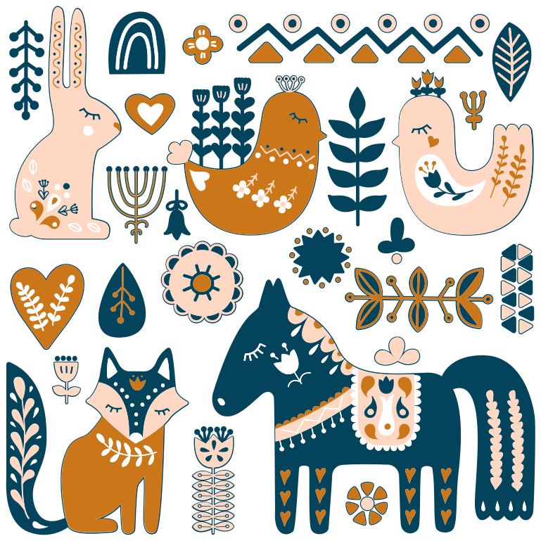 Kids vinyl rug with nordic style forest animals - TenStickers