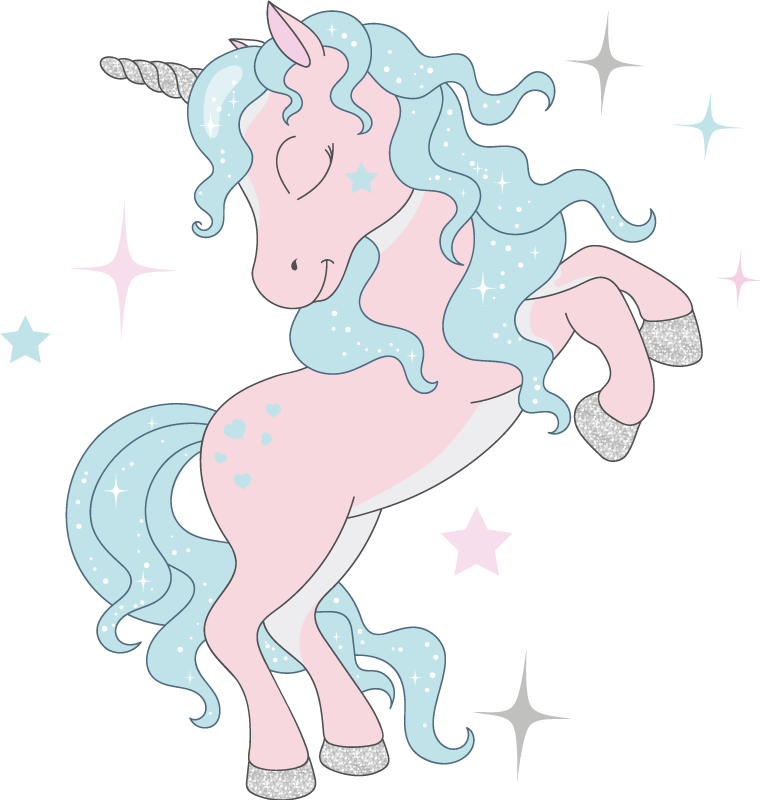 Kids vinyl rug with shimmering unicorns design - TenStickers