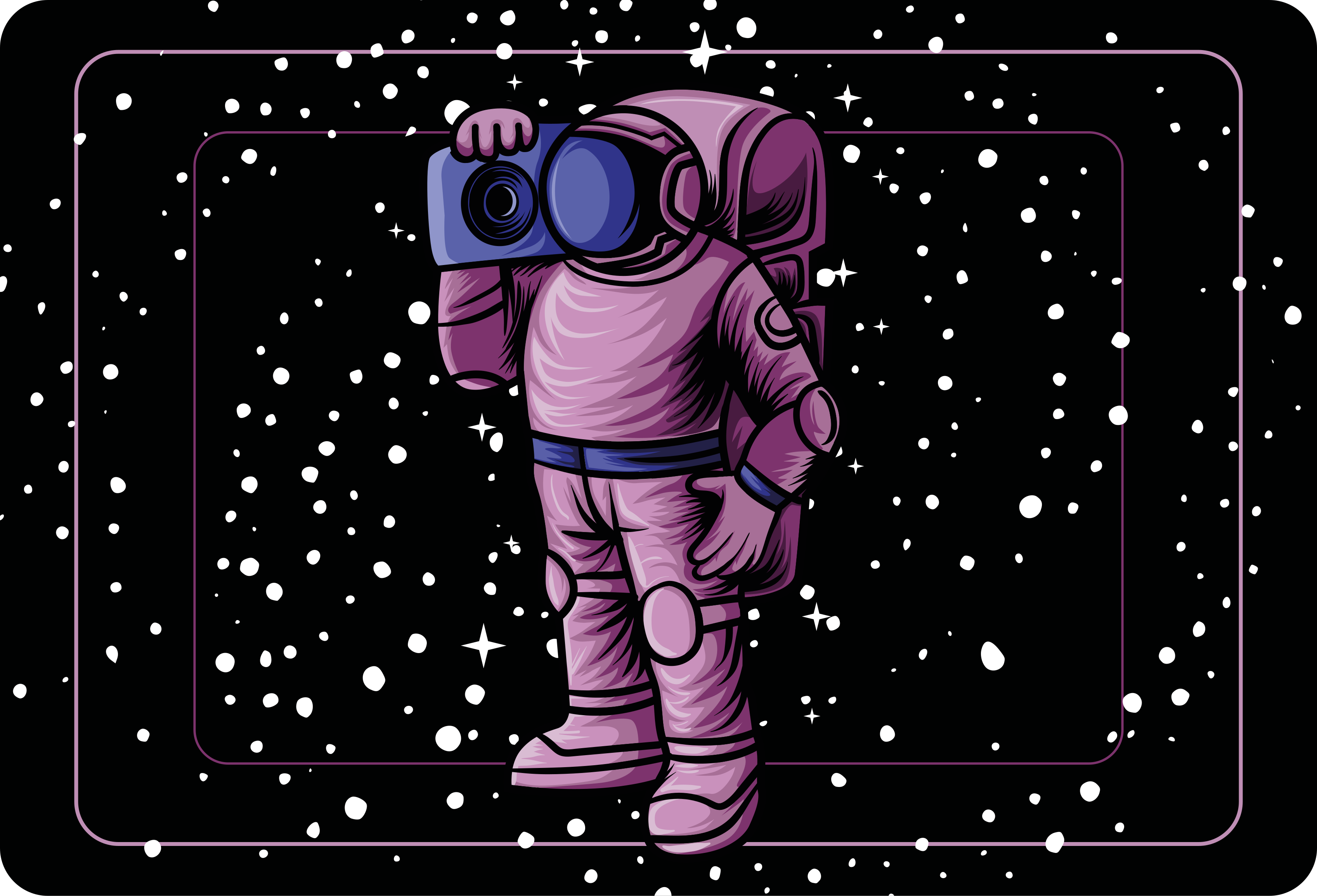 Kids vinyl rug with astronaut holding radio tape - TenStickers