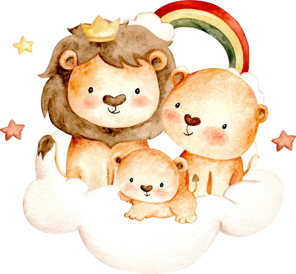 Kids vinyl rug featuring baby animals, stars, and clouds - TenStickers
