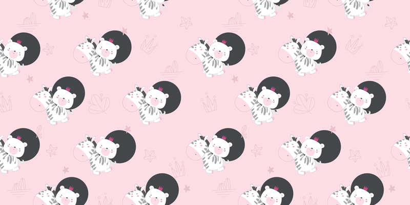 Kids vinyl rug baby zebra and bear design - TenStickers