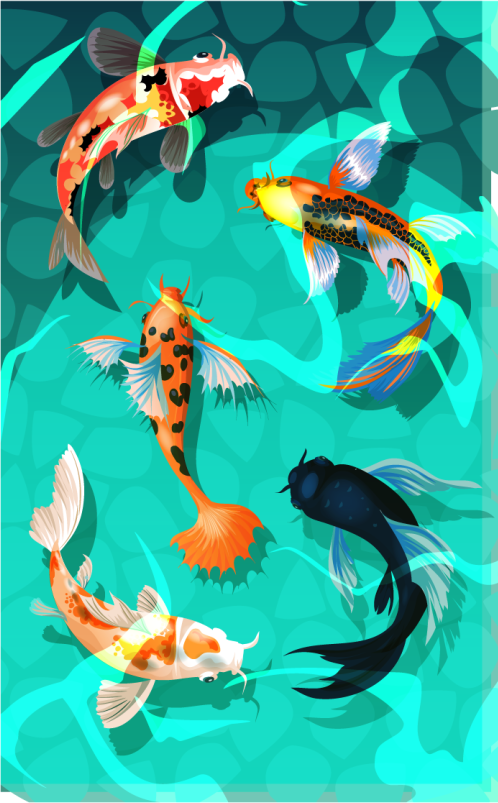 Bathroom vinyl rug koi shower design - TenStickers