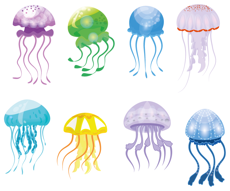 Bathroom vinyl rug in jellyfish colors - TenStickers