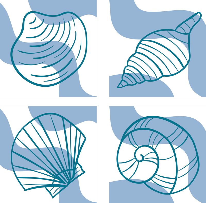 Bathroom vinyl rug with seashell tile patterns - TenStickers