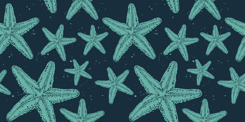 Bathroom vinyl rug in starfish bluetones design - TenStickers