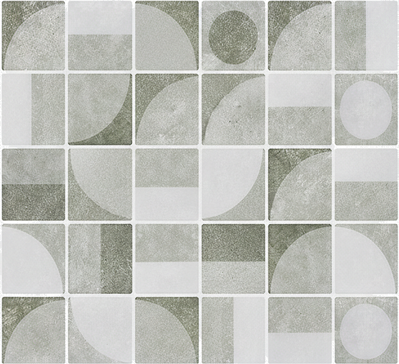 Abstract greyscale interlocking shapes bathroom vinyl rug - TenStickers