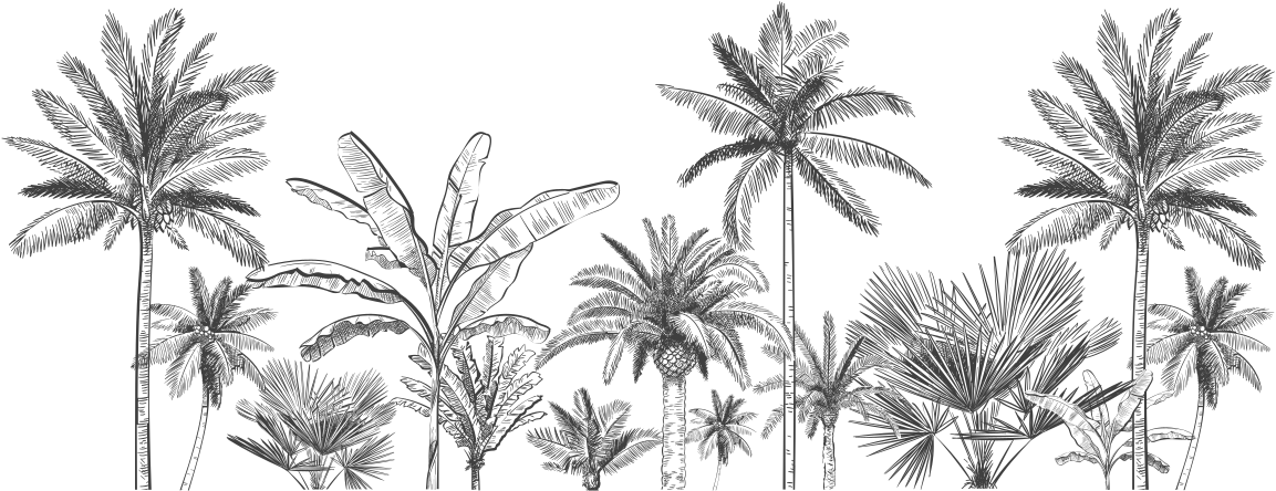 Tropical trees sketch bathroom vinyl rug - TenStickers