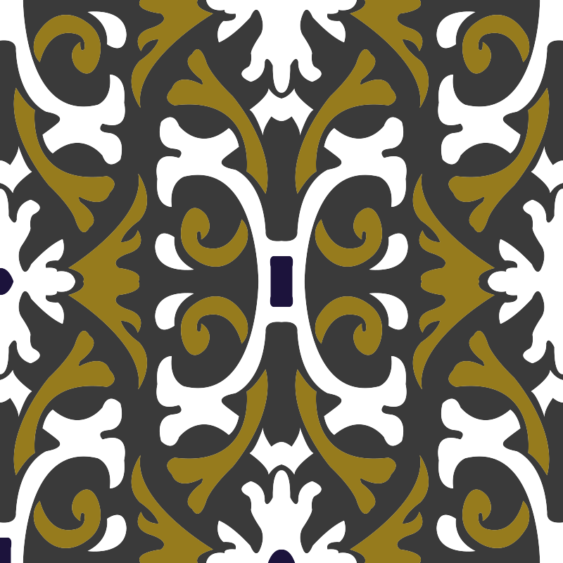 Vintage beige floral tiles kitchen vinyl rug - TenStickers