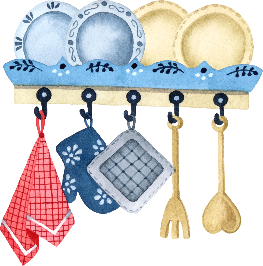 Kitchen vinyl rug hand-painted kitchen tools design - TenStickers