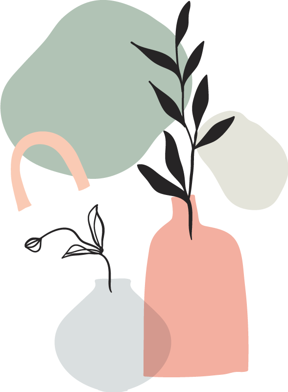 Minimalistic colored leaves kitchen vinyl rug - TenStickers