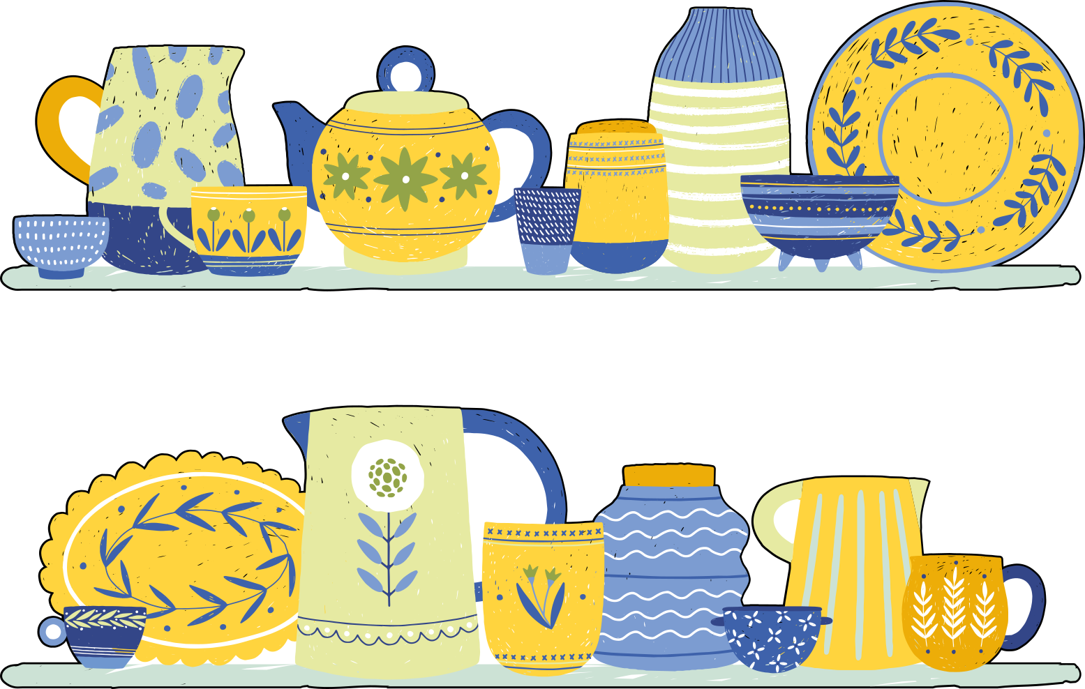Kitchen vinyl rug vintage elegant shelf design - TenStickers