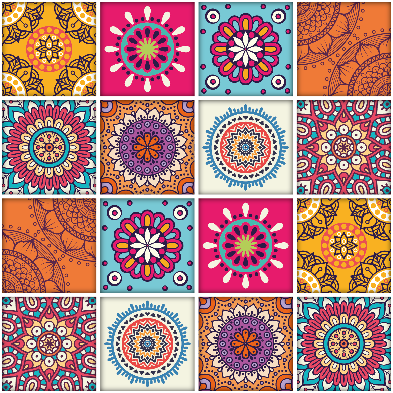 Kitchen vinyl rug mandala tile design - TenStickers