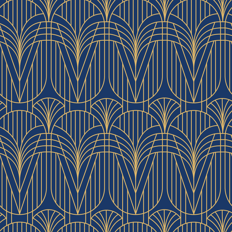 Kitchen vinyl rug in art deco design with gold accents - TenStickers