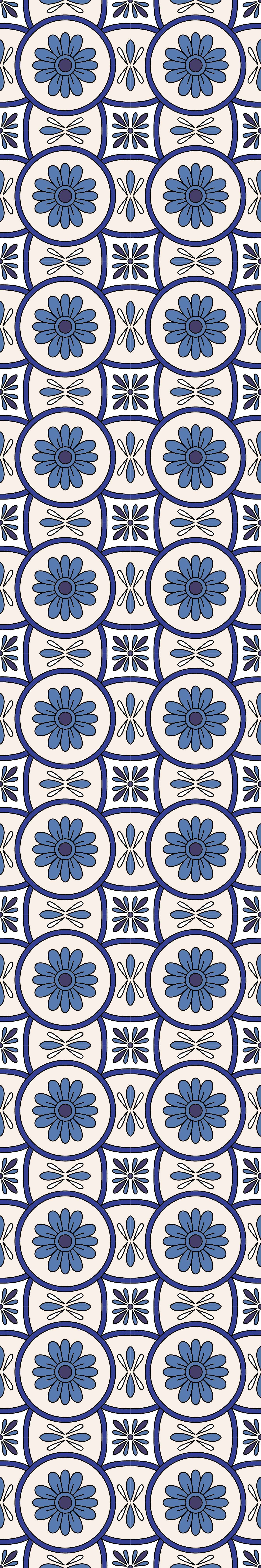 Kitchen vinyl rug with blue flower portuguese tile - TenStickers