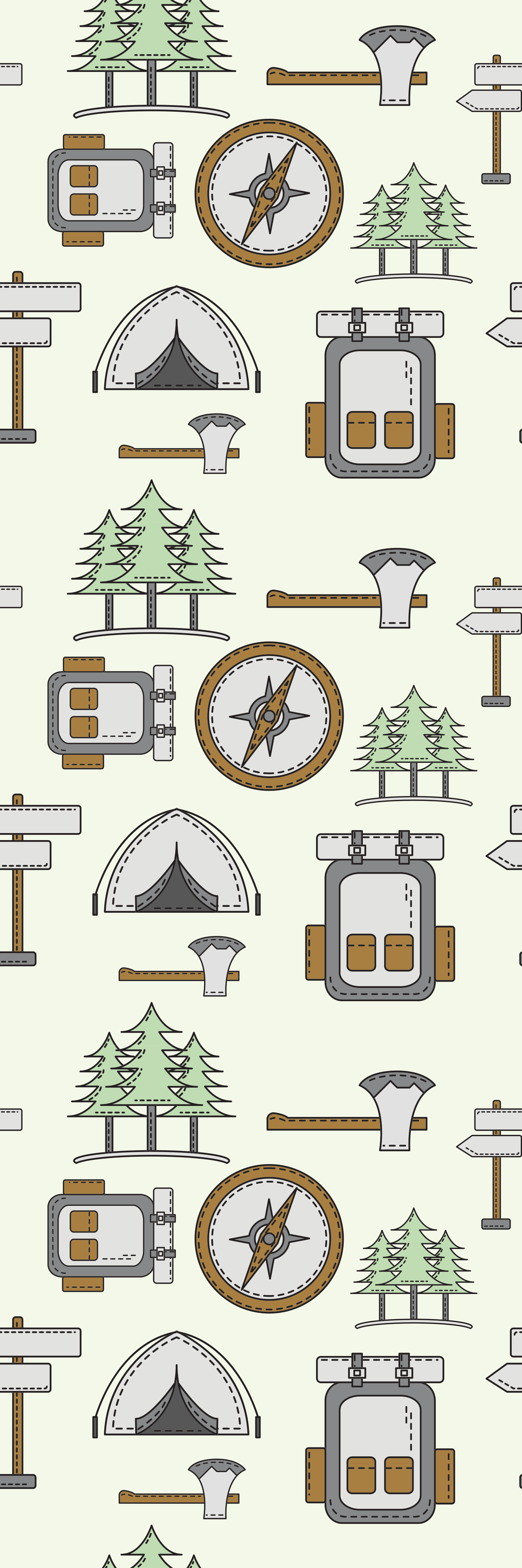 Bedroom vinyl rug camping gear set bowl hatchet compass - TenStickers