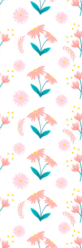Bedroom vinyl rug with minimalistic pastel flowers and dots - TenStickers