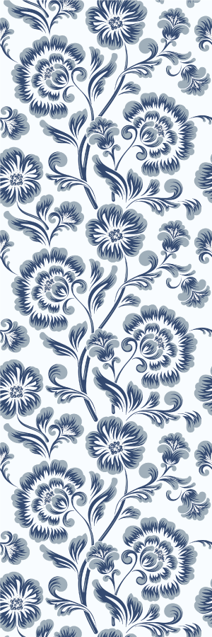Bedroom vinyl rug in blue flowers grandmillennial pattern - TenStickers
