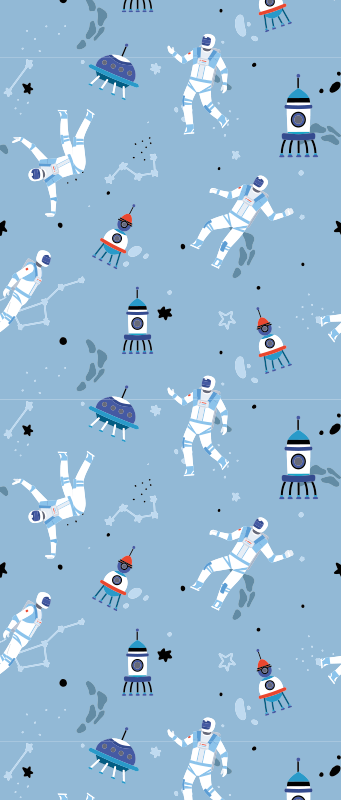 Bedroom vinyl rug with astronauts and spaceships - TenStickers