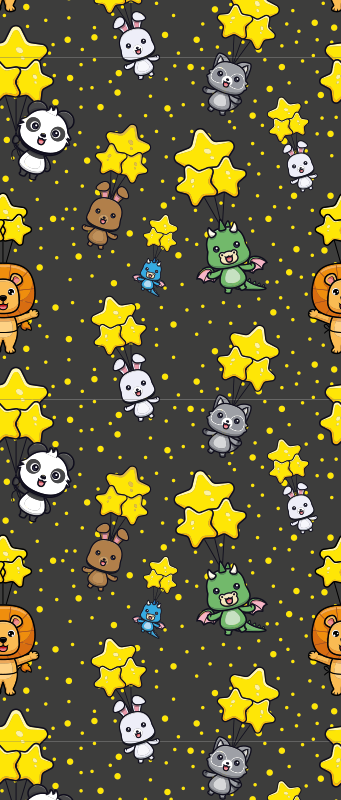 Bedroom vinyl rug with cute animals on balloons - TenStickers