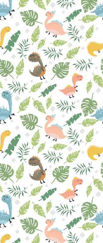 Pastel forest dinosaurs bedroom vinyl rug - TenStickers