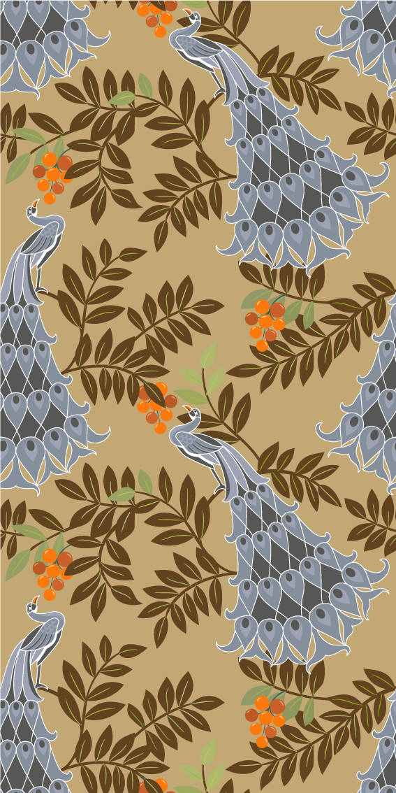 Bedroom vinyl rug in gray peacock design - TenStickers