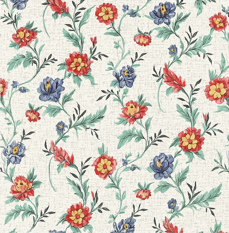 Bedroom vinyl rug retro floral design - TenStickers