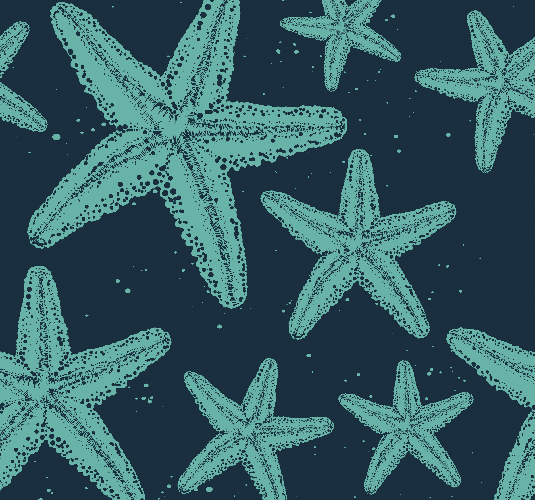 Bedroom vinyl rug in starfish blue tones - TenStickers