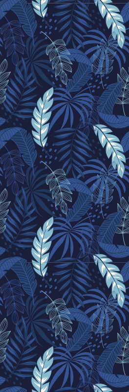 Bedroom vinyl rug blue maranta and panther design - TenStickers