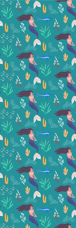 Mermaids and swordfishes bedroom vinyl rug - TenStickers