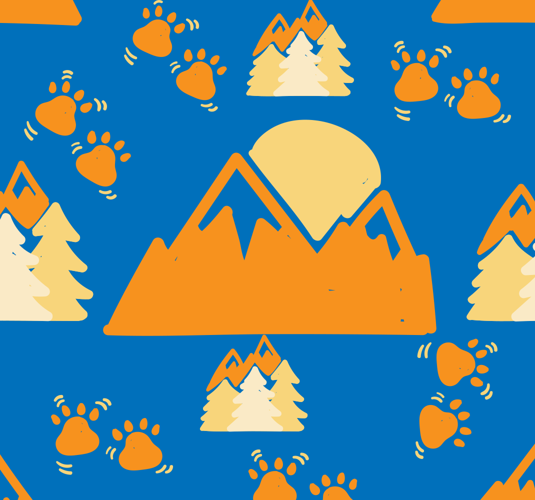 Bedroom vinyl rug footprints on dark blue mountain - TenStickers